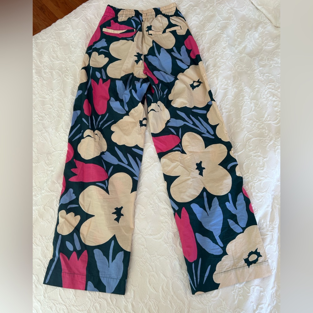 Marimekko Blue Beige Pink Floral Patterned Pants XS - Picture 2 of 11